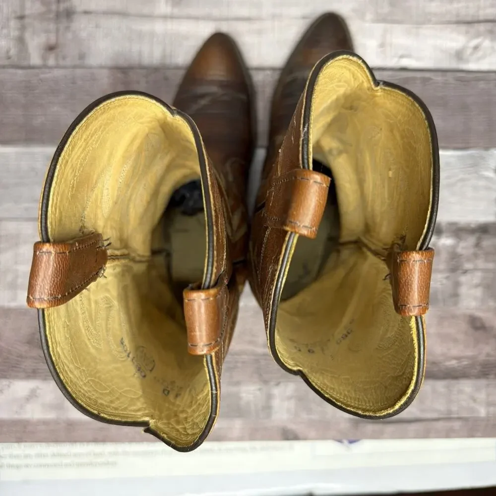 Tony Lama Western Boots Brown Leather Cowboy Vintage Exotic Men’s size 9 D